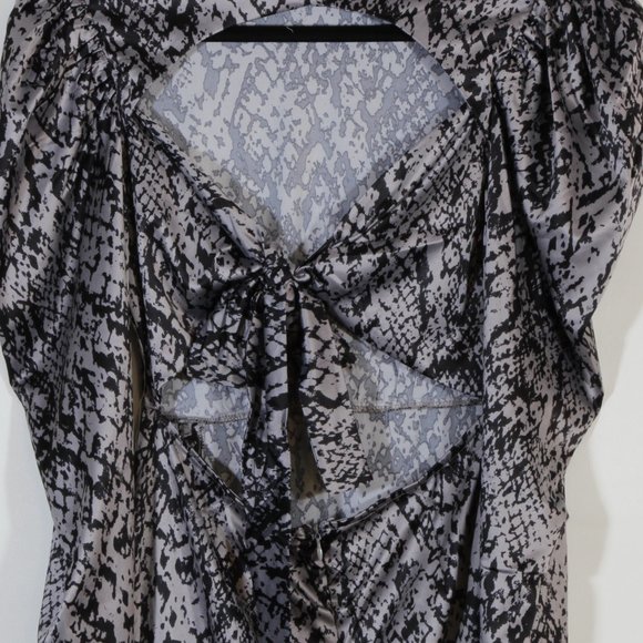 Forever 21 Snakeskin Black Gray Reptile Print Asymmetrical Maxi Dress Size Small - Picture 9 of 11